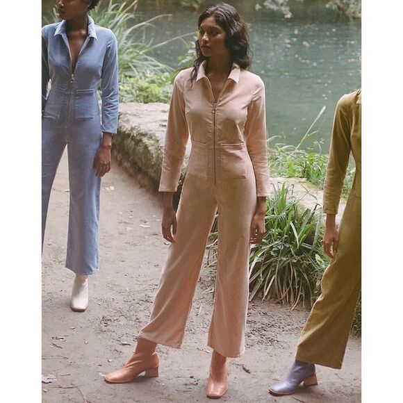 Paloma Wool Pants - Paloma Wool Paufi Jumpsuit Small Velvet Coverall Utility Boiler One Piece Peach